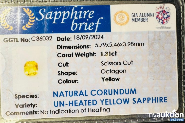 Artikel Nr. 388817: Natural Yellow Saphir 1.31ct