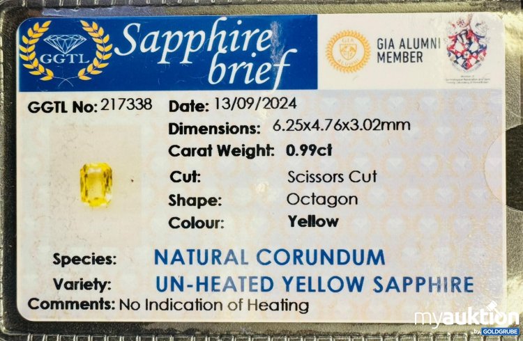 Artikel Nr. 388818: Natural Yellow Saphir 0.99ct