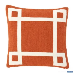 Artikel Nr. 382833: gestricktes Dekokissen aus Baumwolle mit geometrischem Muster Eichholtz, orange & weiß