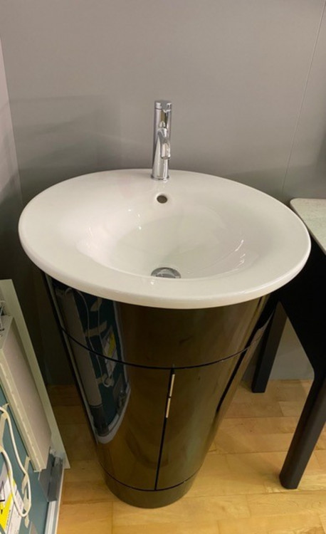 Artikel Nr. 388856: Duravit bodenstehender Waschtisch DM 53cm (Tonne) inkl. Armatur & Spiegel 