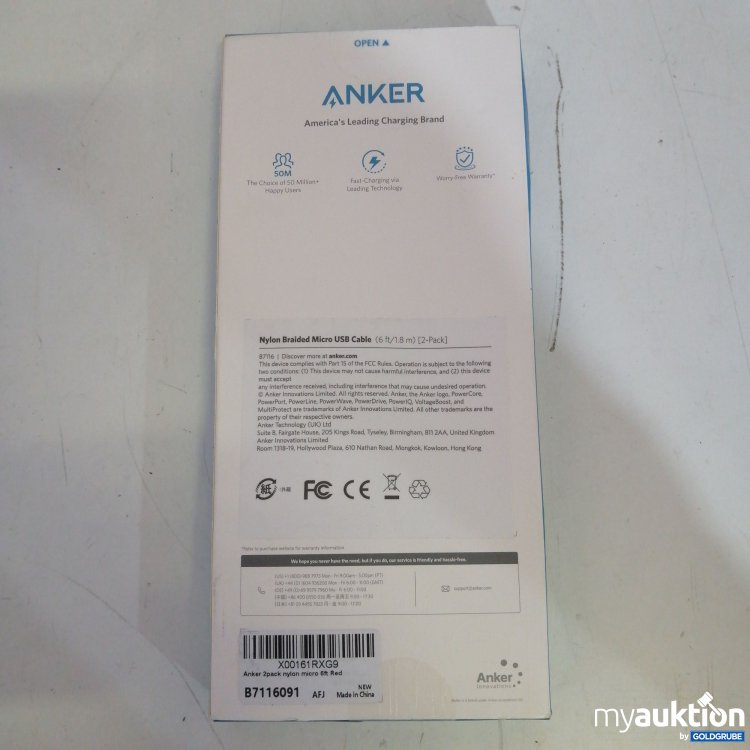 Artikel Nr. 682869: Anker, Micro USB Kebel, 1,8 m, Rot