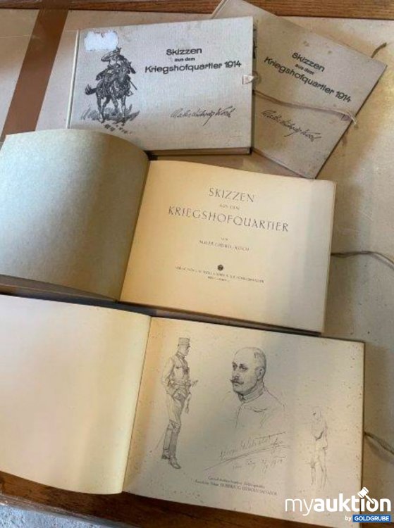 Artikel Nr. 381884: Konvolut, 4 gleiche Ausgaben der Skizzen aus dem Kriegshofquartier 1914 von Maler Ludwig Koch