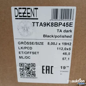 Auktion Dezent TTA9K8BP45E 8.00Jx19H2  19"