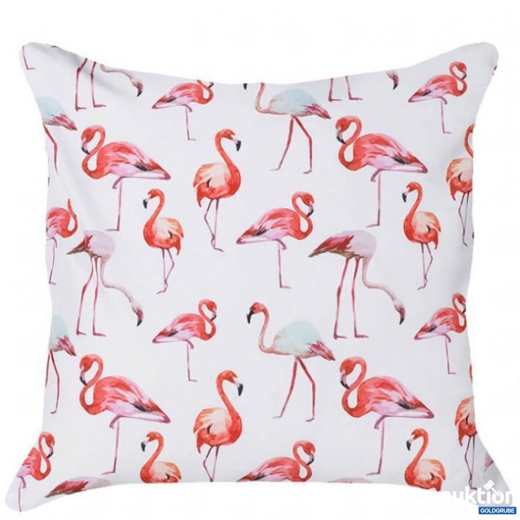 Artikel Nr. 382910: weiße Kissenhülle mit Flamingo-Print