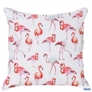 Artikel Nr. 382910: weiße Kissenhülle mit Flamingo-Print