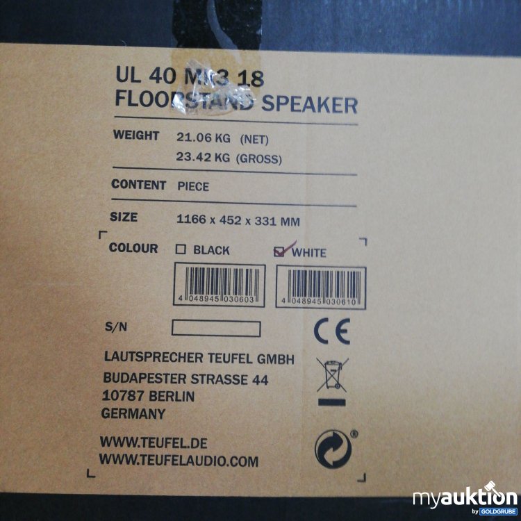 Artikel Nr. 730915: Teufel UL 40 Mk3 18 Floor Stand Speaker Weiß