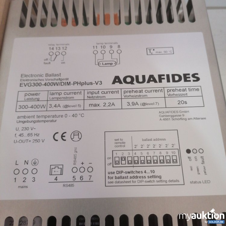 Artikel Nr. 513949: Aquafides Electronisches Vorschaltgerät EVG300-400W/DIM-PHplus-V3